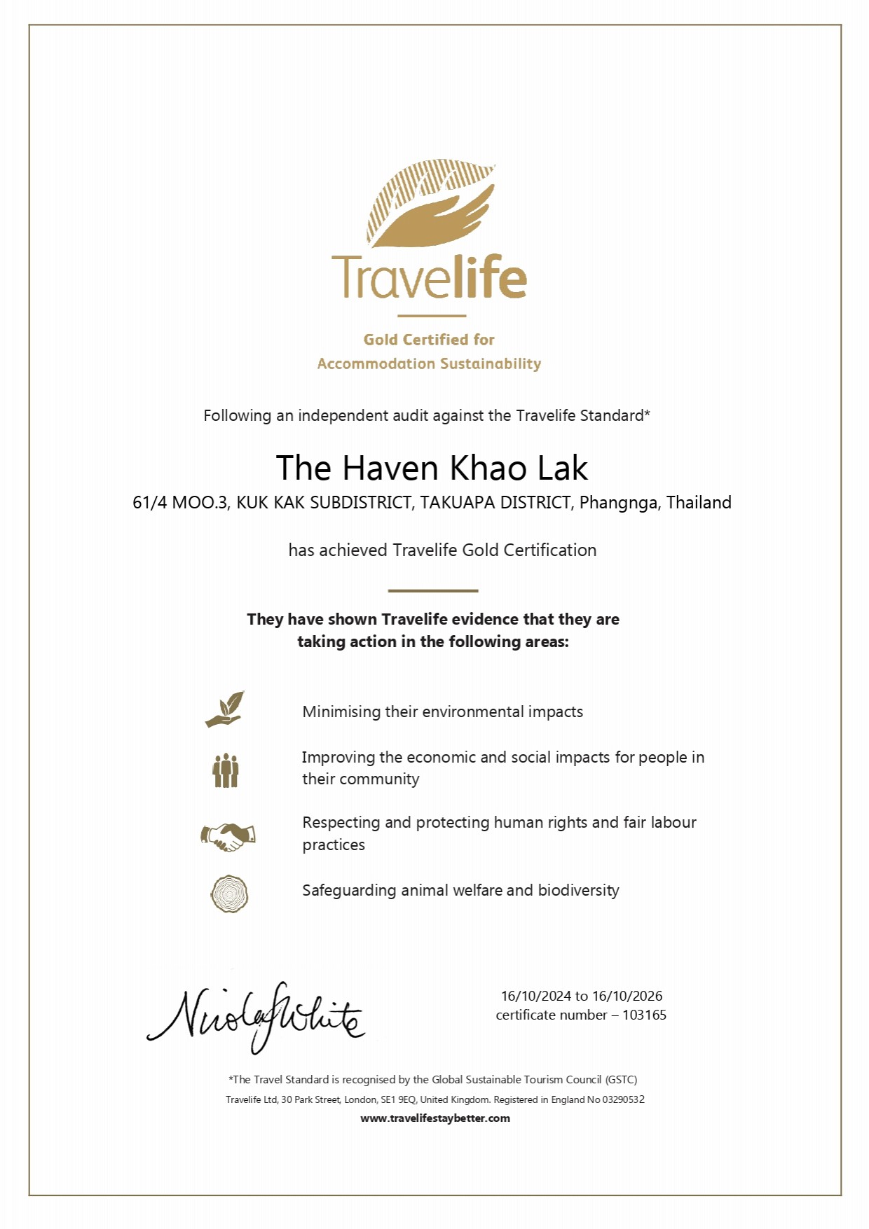 Certificate Travel Life